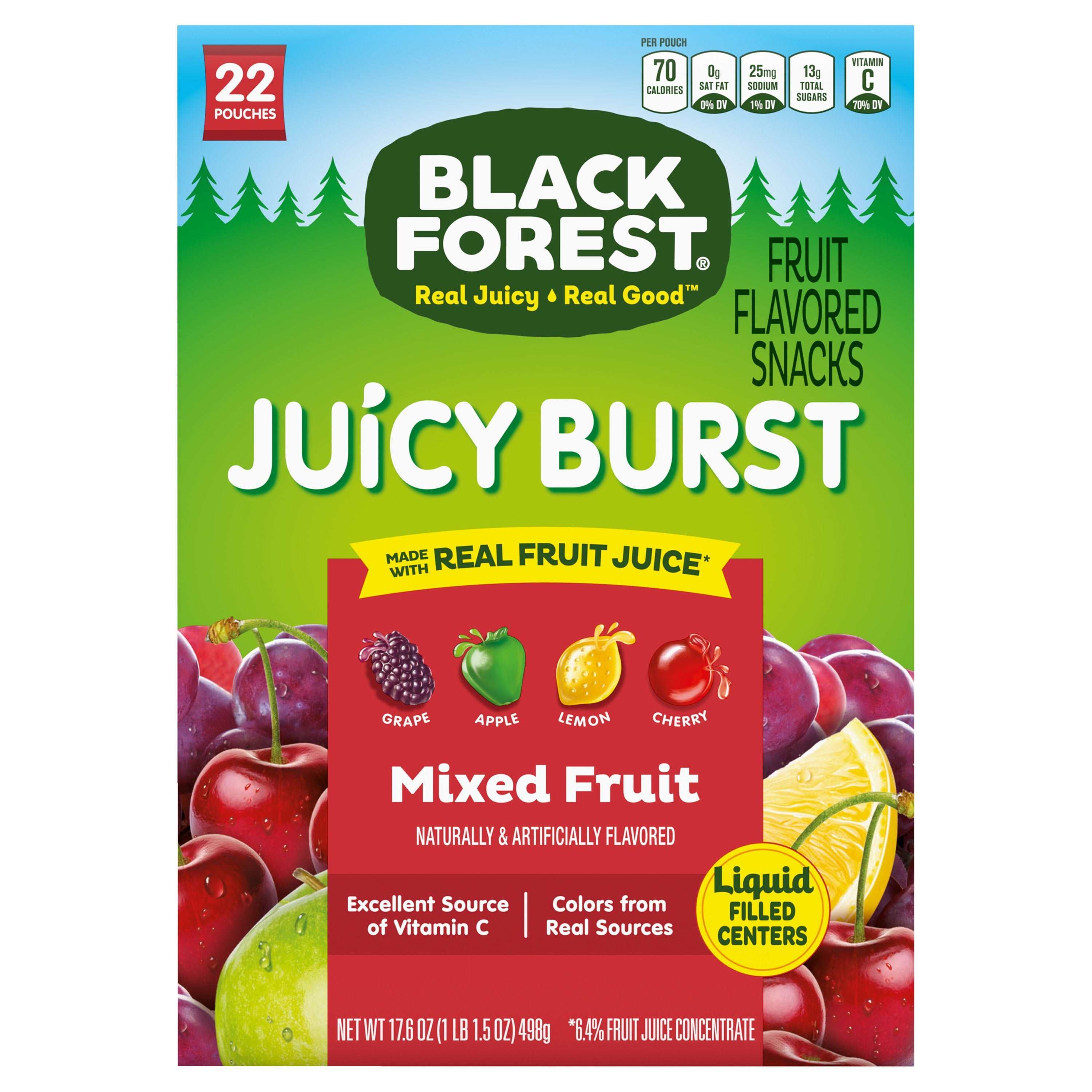 Wholesale prices with free shipping all over United States Black Forest Fruit Flavored Snacks Juicy Burst, Mixed Fruit, 17.6 oz Box, 22 Ct - Steven Deals
