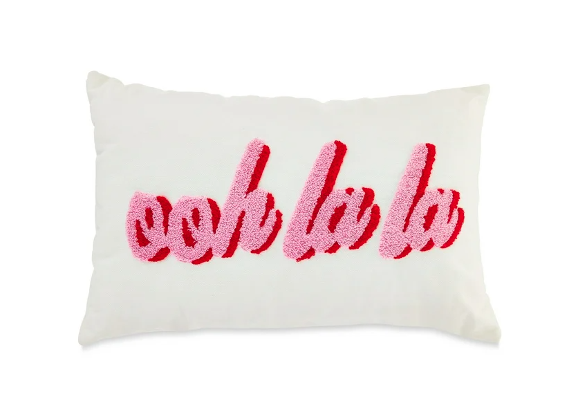 Wholesale prices with free shipping all over United States Valentine’s Day White Ooh La La Pillow, 16.9