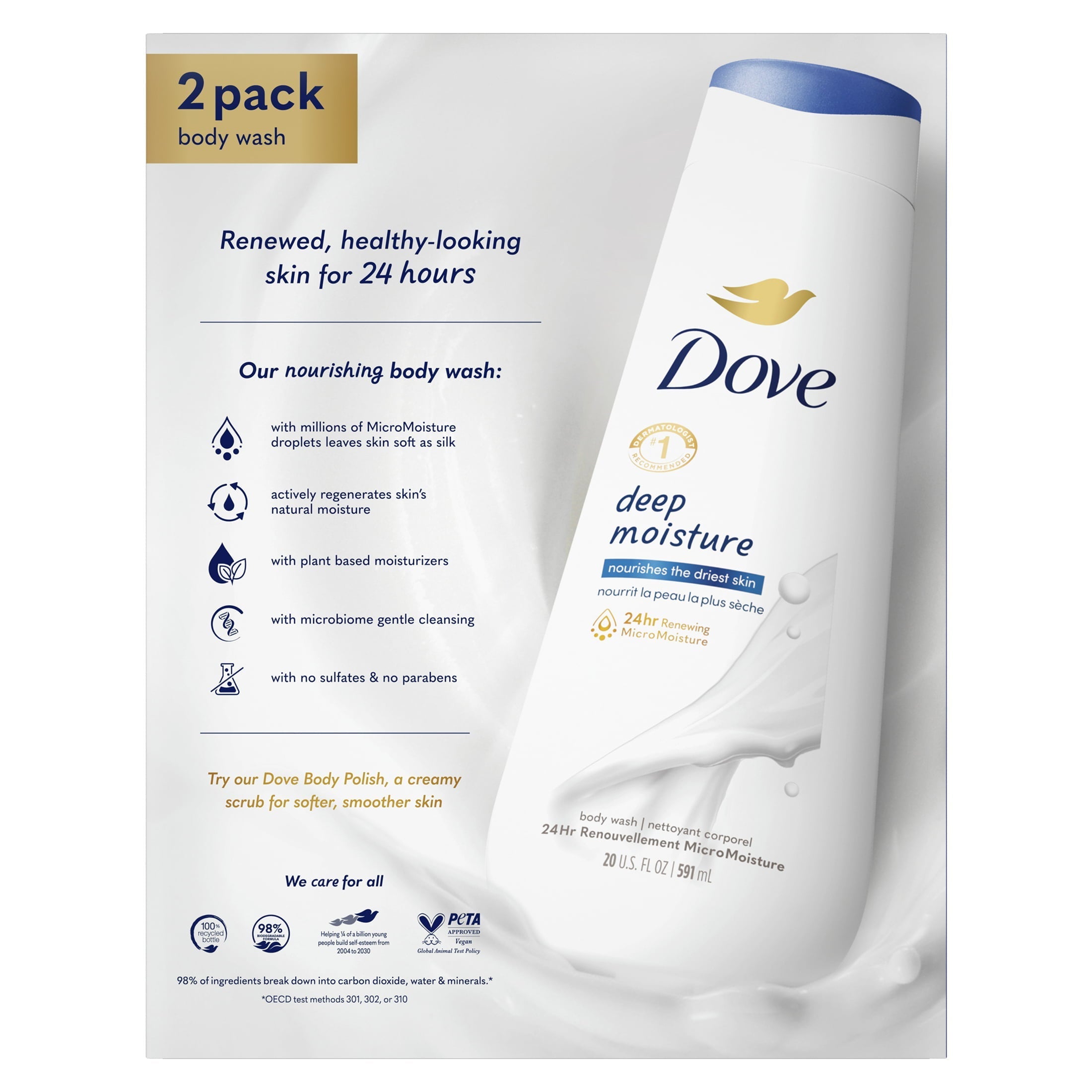 Wholesale prices with free shipping all over United States Dove Deep Moisture Nourishing Liquid Body Wash, 20 oz, 2 Count - Steven Deals