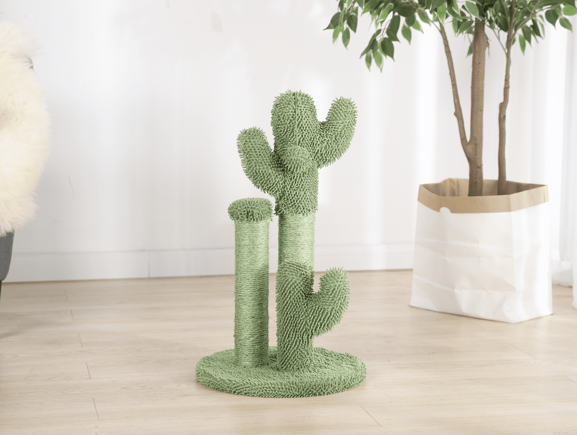 Wholesale prices with free shipping all over United States Vibrant Life Cactus Cat Scractching Post with Toy Ball,Green - Steven Deals