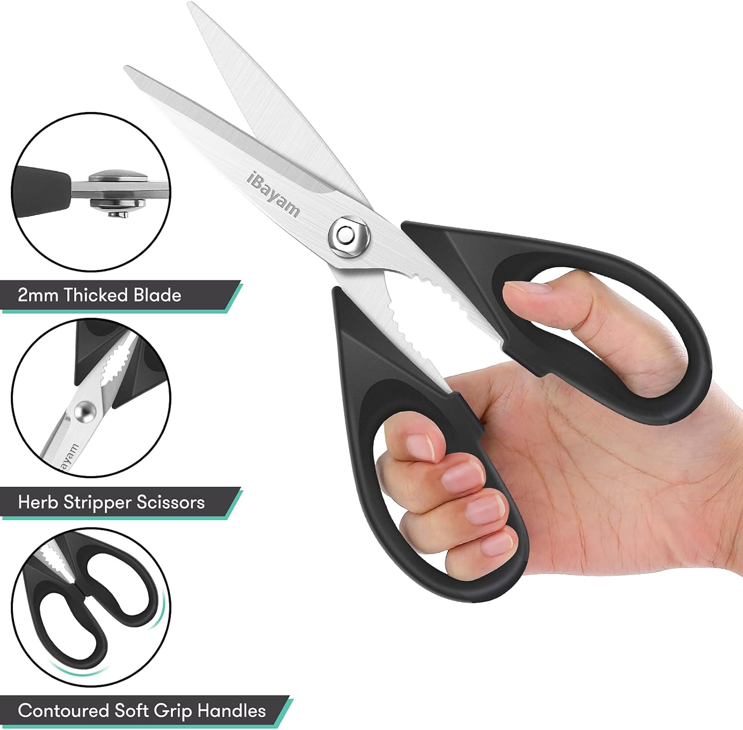 Wholesale prices with free shipping all over United States Kitchen Poultry Shears, iBayam Meat Scissors Heavy Duty Dishwasher Safe Food Cooking Shears All Purpose Stainless Steel Utility Scissors, 2-Pack, Black, Aqua Sky - Steven Deals