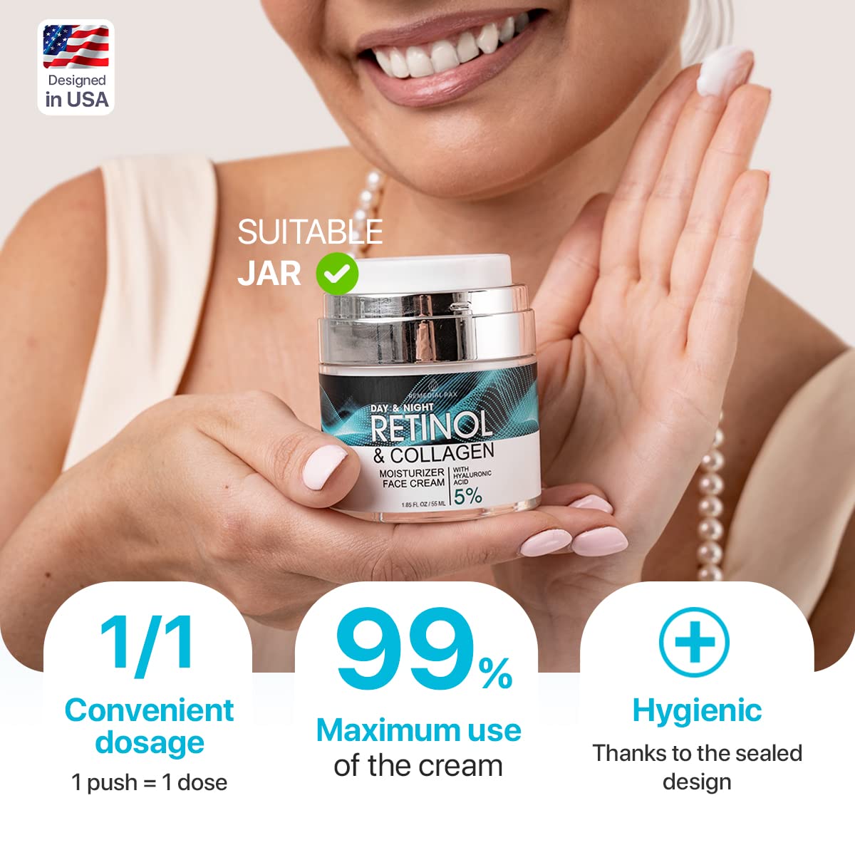 Wholesale prices with free shipping all over United States Face Moisturizer Retinol Cream - Day & Night Moisturizing Cream - Neck & Neckline Cream with Collagen & Hyaluronic Acid - Skin Care Facial Moisturizer for Women & Men - Steven Deals