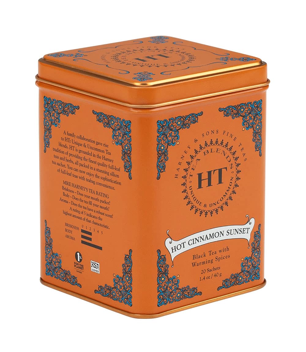 Wholesale prices with free shipping all over United States Harney & Sons Hot Cinnamon Spice Tea Tin - Black Tea with Orange & Sweet Clove - 2.67 Ounces, 30 Sachets - Steven Deals