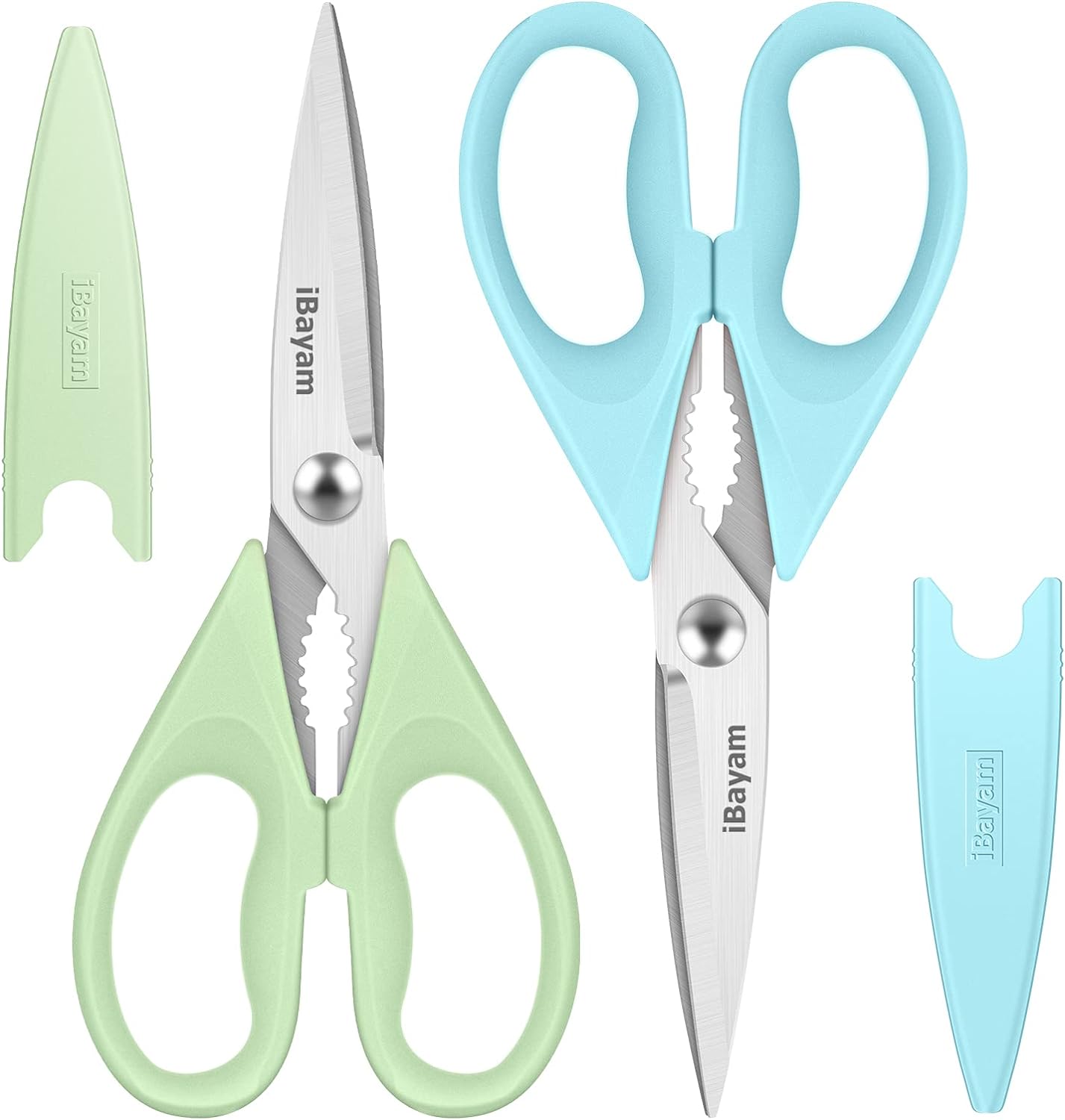 Wholesale prices with free shipping all over United States Kitchen Poultry Shears, iBayam Meat Scissors Heavy Duty Dishwasher Safe Food Cooking Shears All Purpose Stainless Steel Utility Scissors, 2-Pack, Black, Aqua Sky - Steven Deals