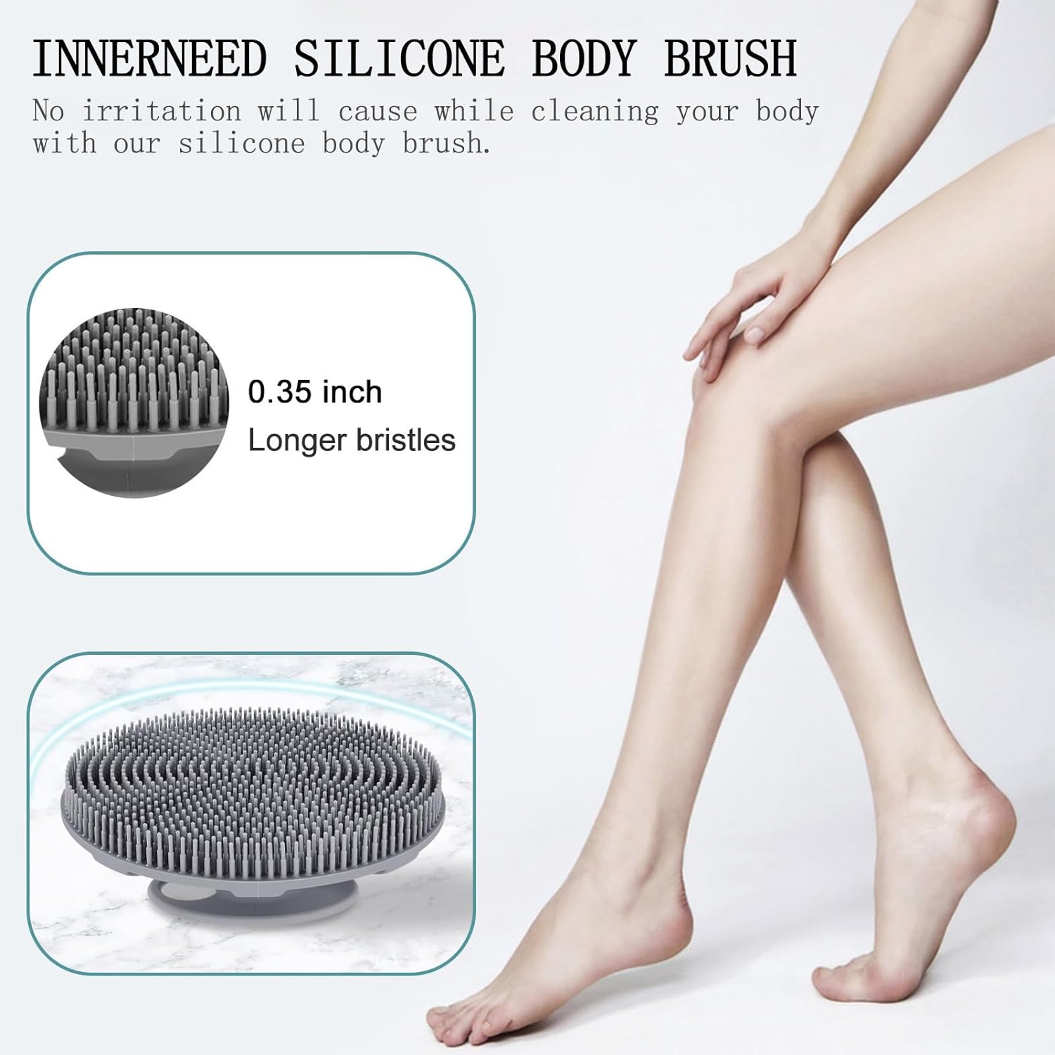 Wholesale prices with free shipping all over United States INNERNEED Food-Grade Soft Silicone Body Scrubber Shower Brush Handheld Cleansing Skin Brush, Gentle Exfoliating and Lather Well (Black) - Steven Deals