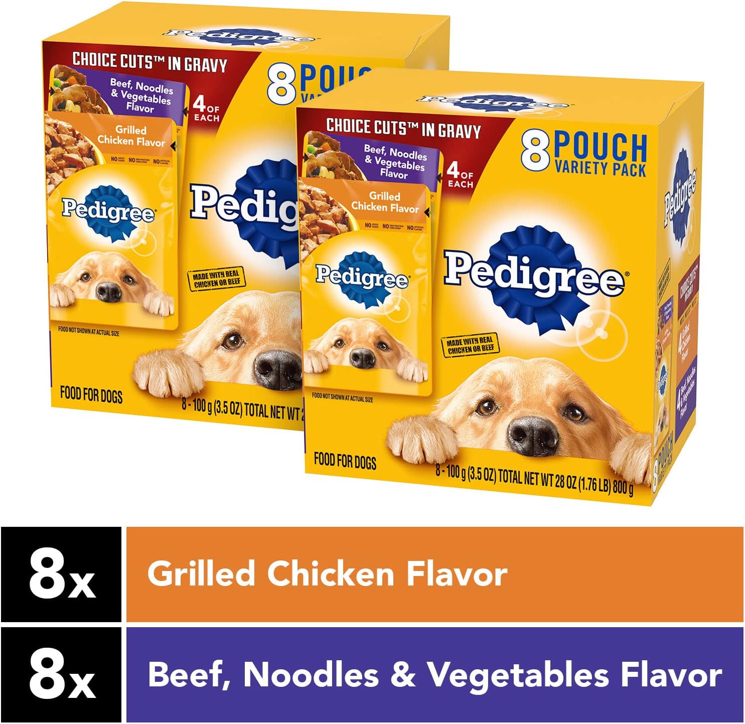 Wholesale prices with free shipping all over United States PEDIGREE CHOICE CUTS IN GRAVY Adult Soft Wet Dog Food 24-Count Variety Pack, 3.5 oz Pouches - Steven Deals