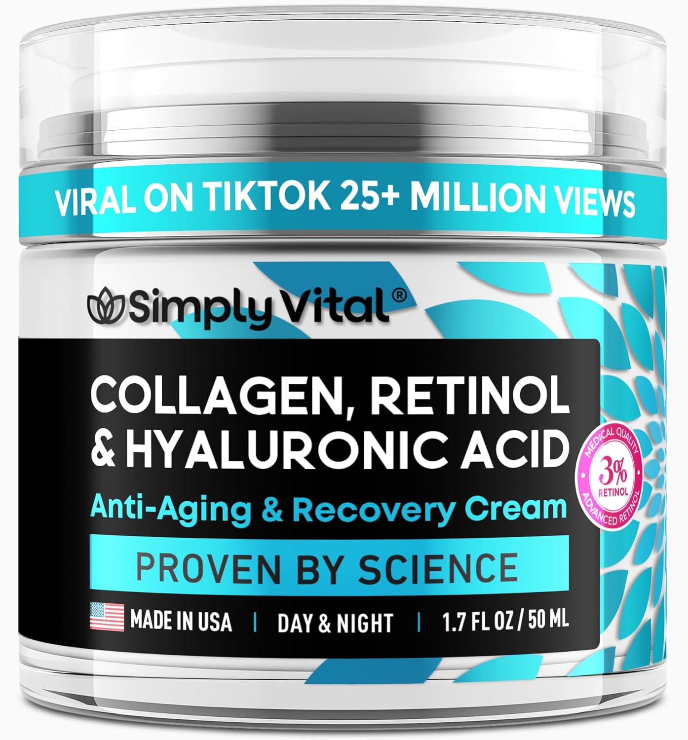 Wholesale prices with free shipping all over United States SimplyVital Face Moisturizer Collagen Cream - Anti Aging Neck and Décolleté - Made in USA Day & Night Face Cream - Moisturizing, Lifting & Recovery - 1.7oz - Steven Deals