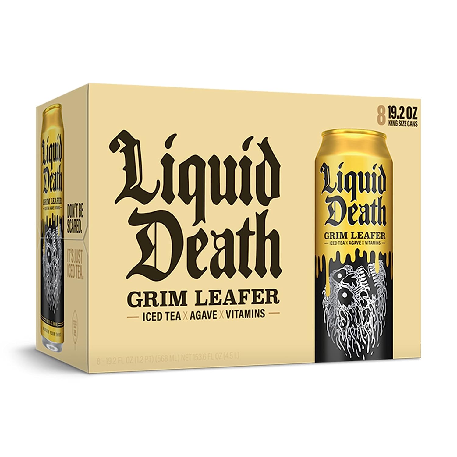 Wholesale prices with free shipping all over United States Liquid Death Iced Black Tea, Armless Palmer 19.2 oz King Size Cans (8-Pack) - Steven Deals