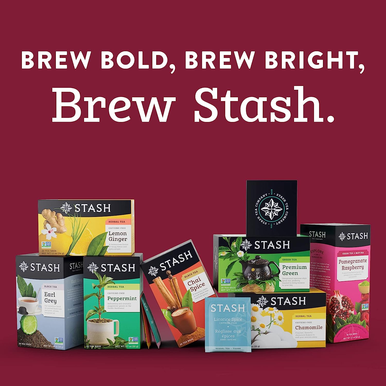 Wholesale prices with free shipping all over United States Stash Tea Fruity Herbal Tea 6 Flavor Tea Sampler, 6 boxes With 18-20 Tea Bags Each - Steven Deals