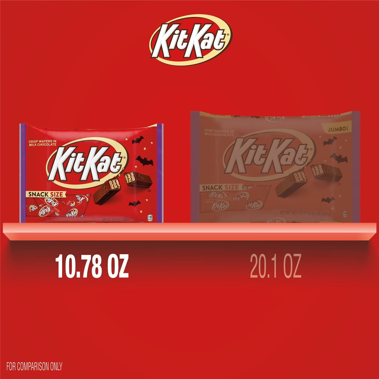 Wholesale prices with free shipping all over United States Kit Kat® Milk Chocolate Snack Size, Halloween Wafer Candy Bars Bag, 10.78 oz - Steven Deals