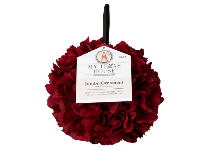 Wholesale prices with free shipping all over United States My Texas House Burgundy Amaryllis Ball Ornament, 8