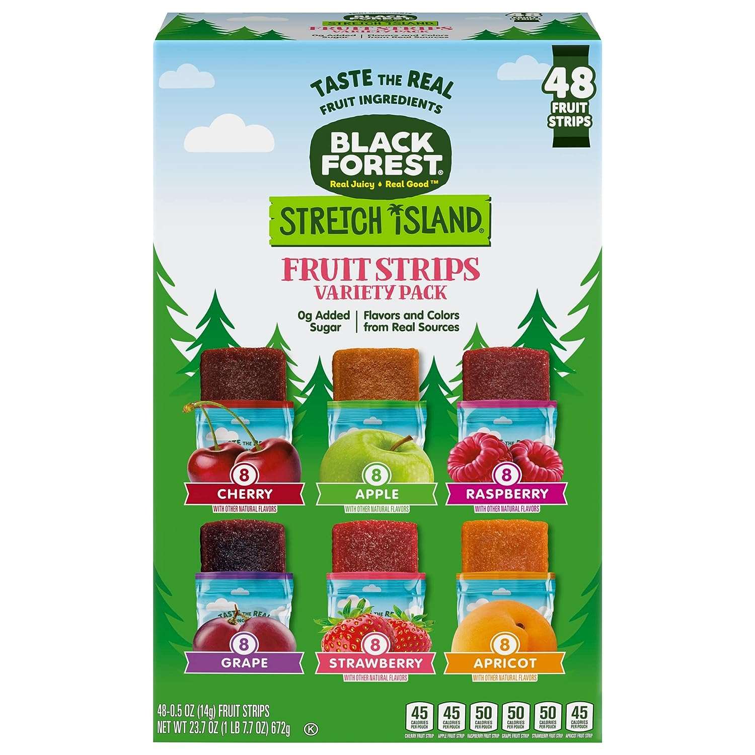 Wholesale prices with free shipping all over United States Black Forest Stretch Island Fruit Strips, Summer Snacks, Variety Pack (Cherry, Apple, Raspberry, Grape, Strawberry, Apricot), 0.5ounce Strips (Pack of 48) - Steven Deals