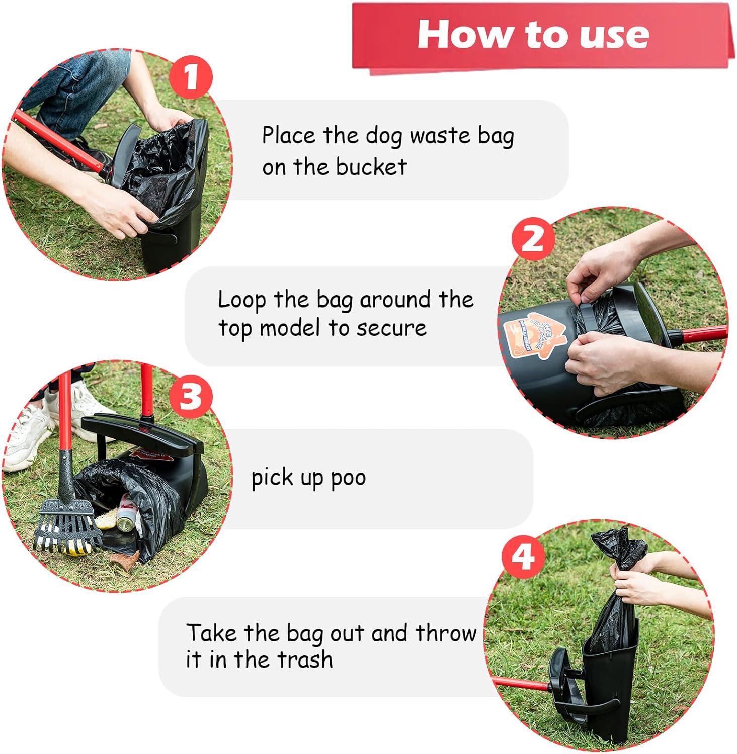Wholesale prices with free shipping all over United States HUZSV Pooper Scooper Large Swivel Bin & Rake for Large & Small Dogs Non-Breakable Dog Poop Scooper with 20 Waste Bags Easy to Clean Pet Waste Use on Grass, Dirt or Gravel - Pet Supplies - Steven Deals