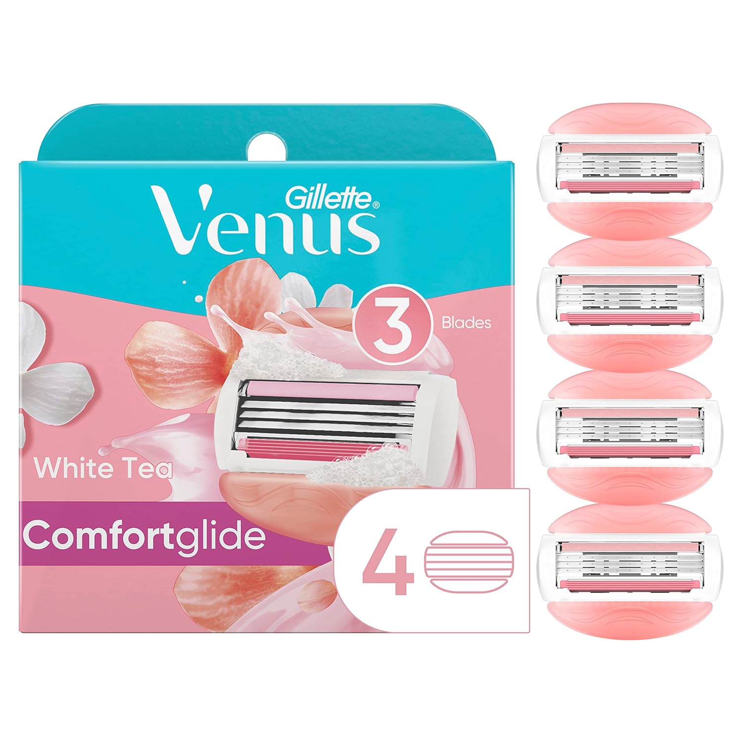 Wholesale prices with free shipping all over United States Gillette Venus ComfortGlide Womens Razor Blade Refills, 6 Count,(Pack of 1) White Tea Scented Gel Bar Protects Against Skin Irritation - Steven Deals