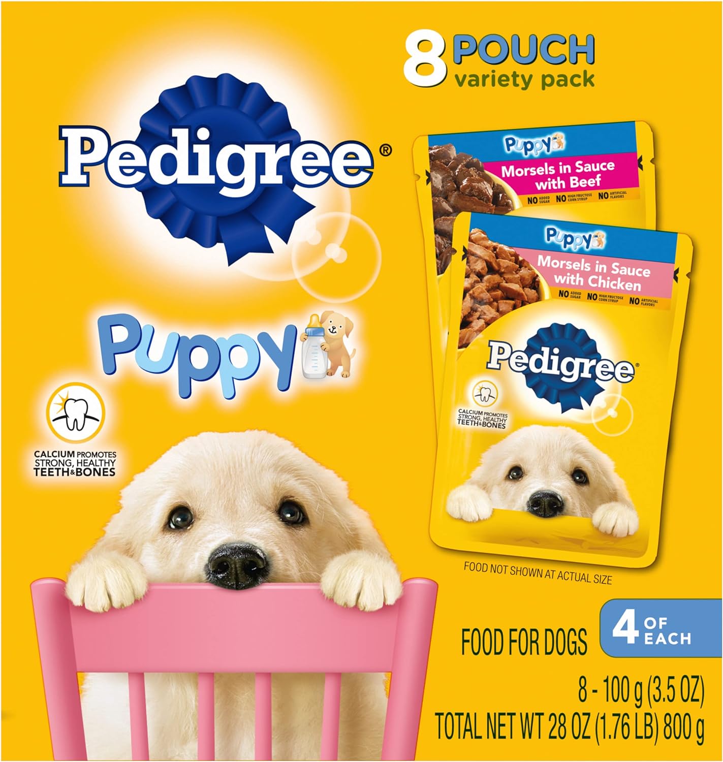 Wholesale prices with free shipping all over United States PEDIGREE PUPPY Soft Wet Dog Food 8-Count Variety Pack, 3.5 Oz Pouches - Steven Deals