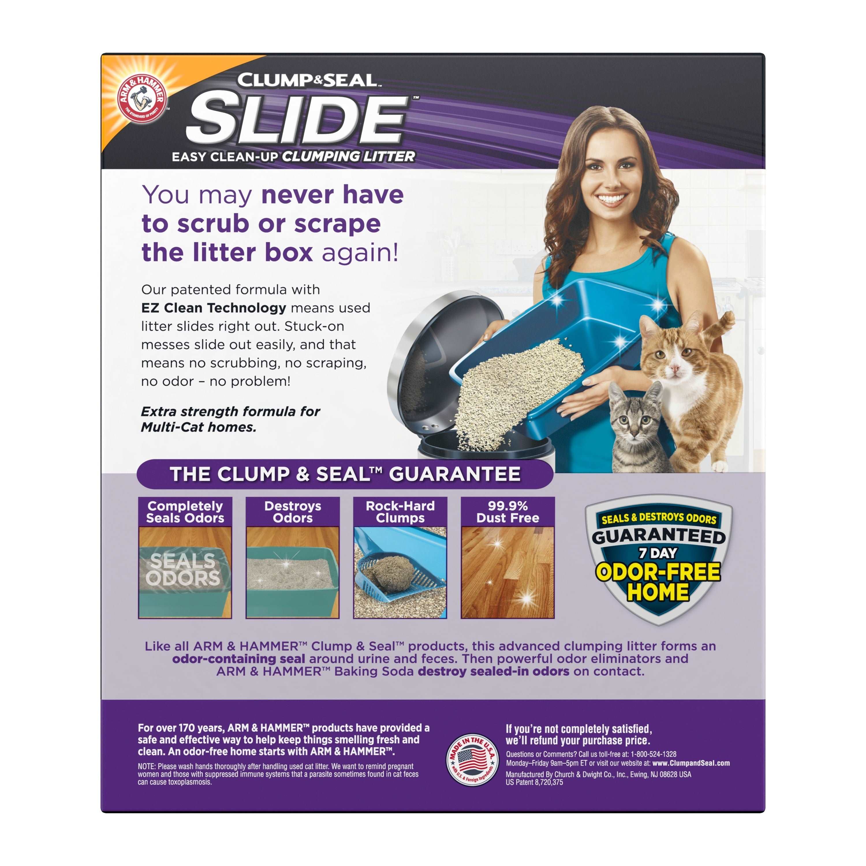 Wholesale prices with free shipping all over United States Arm & Hammer SLIDE Easy Clean-Up Multi-Cat Clumping Cat Litter, 38lb - Steven Deals
