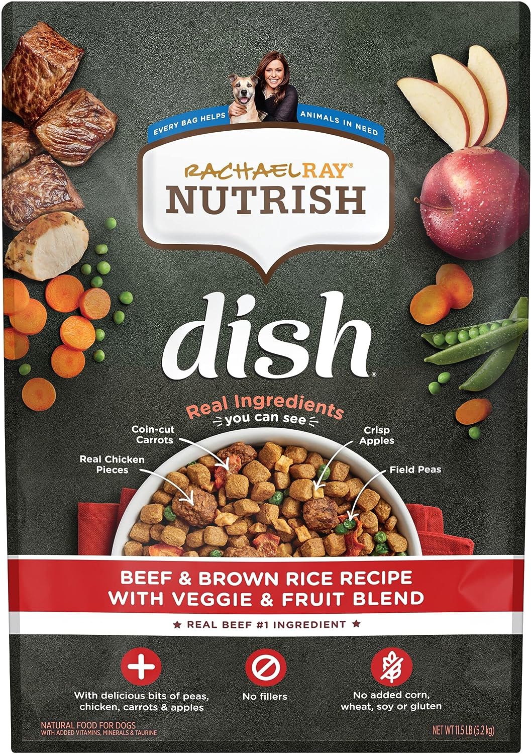 Wholesale prices with free shipping all over United States Rachael Ray Nutrish Dish Premium Dry Dog Food, Beef & Brown Rice Recipe with Veggies, Fruit & Chicken, 11.5 Pound Bag - Steven Deals