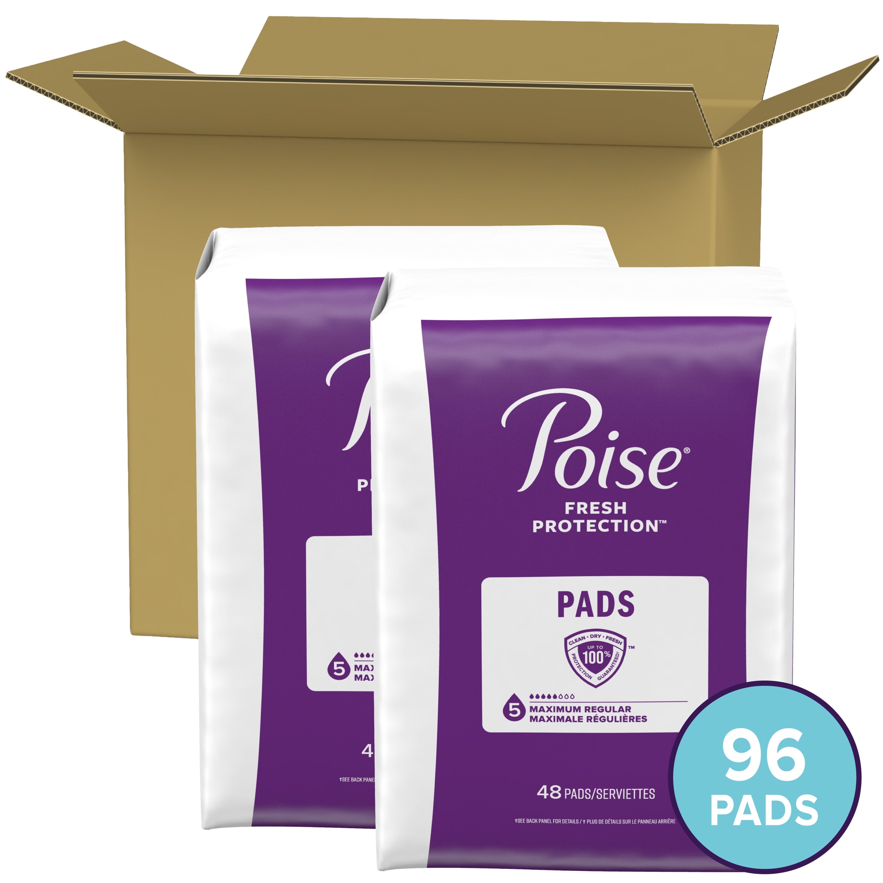 Wholesale prices with free shipping all over United States Poise Incontinence Pads for Women, 5 Drop, Maximum Absorbency, Regular, 96Ct - Steven Deals