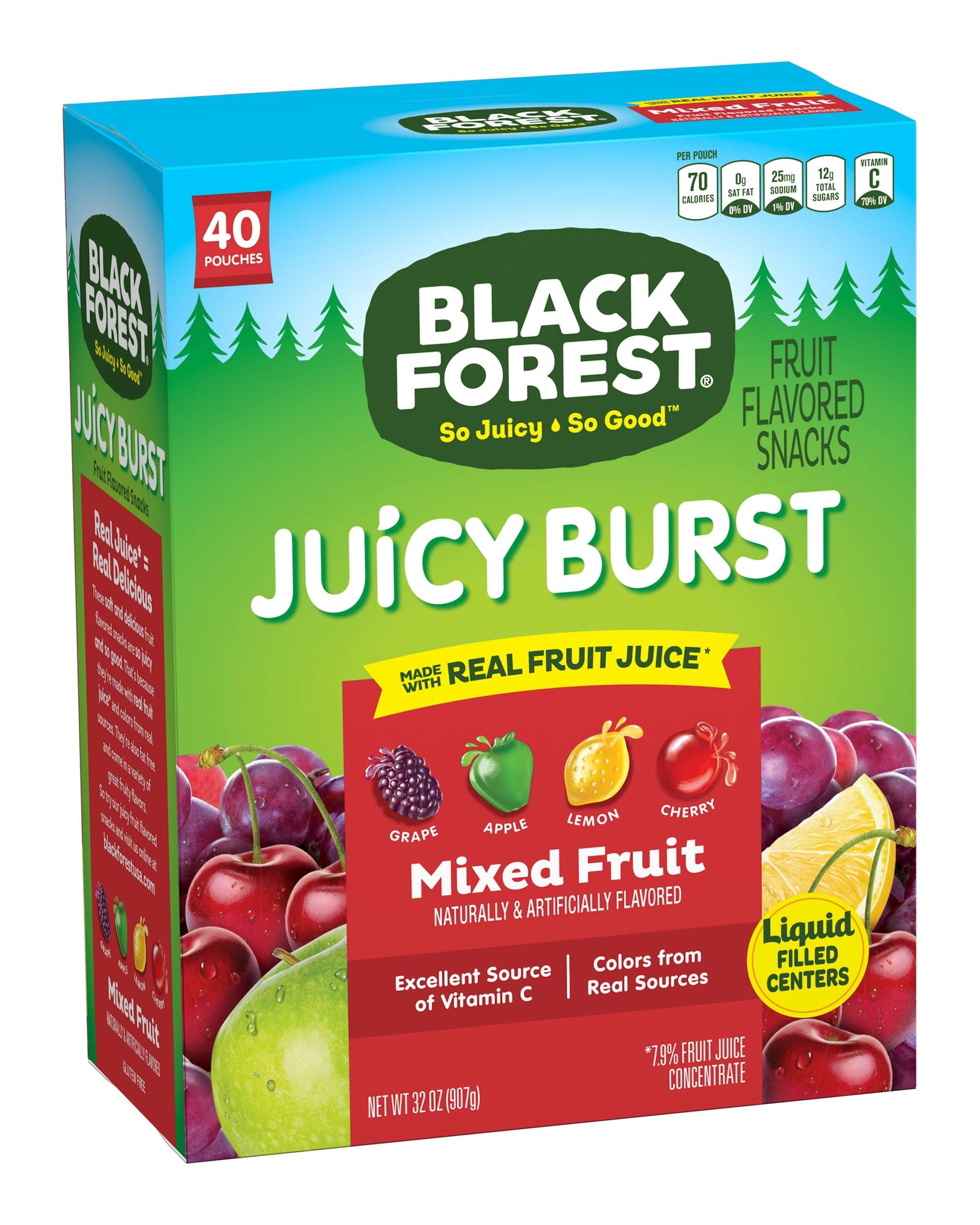 Wholesale prices with free shipping all over United States Black Forest Fruit Flavored Snacks Juicy Burst, Mixed Fruit, 32 oz Box, 40 Ct - Steven Deals