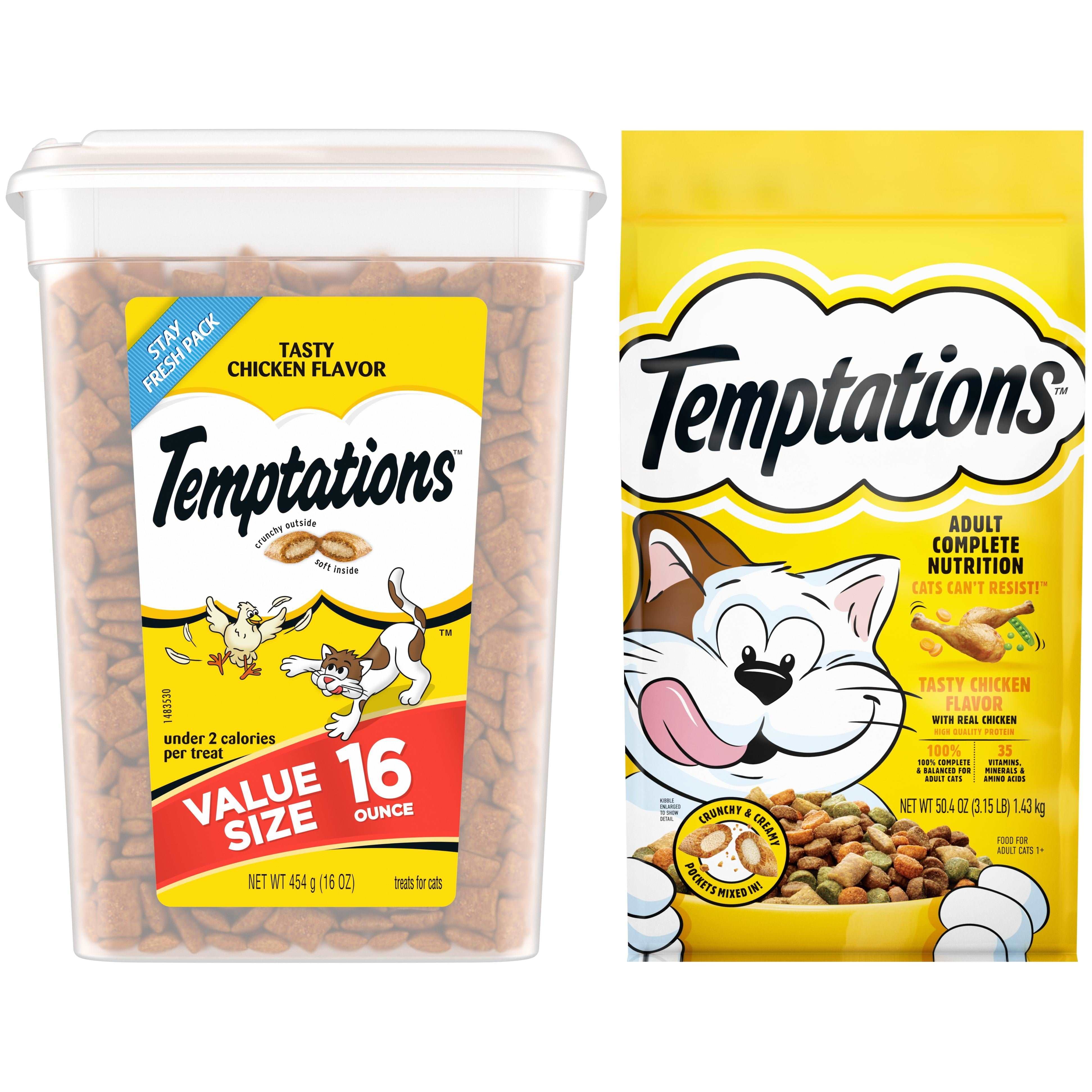 Wholesale prices with free shipping all over United States Bundle: Temptations Tasty Chicken Flavor 3.15 lb Dry Cat Food & 16oz Classic Crunchy and Soft Cat Treats - Steven Deals