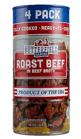 Wholesale prices with free shipping all over United States Butterfield Farms Roast Beef in Beef Broth (12 oz., 4 pk.) - Steven Deals