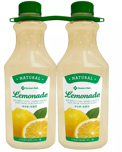 Wholesale prices with free shipping all over United States Member's Mark Lemonade (52 fl. oz., 2 pk.) - Steven Deals