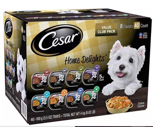 Wholesale prices with free shipping all over United States Cesar Home Delights Wet Dog Food, 8 Flavor Variety Pack in Sauces (3.5 oz., 40 ct.) - Steven Deals