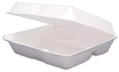 Wholesale prices with free shipping all over United States Dart Foam Hinged Lid Containers, 3-Compartment, 9.25