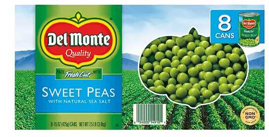 Wholesale prices with free shipping all over United States Del Monte Fresh Cut Sweet Peas (15 oz., 8 pk.) - Steven Deals