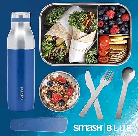 Wholesale prices with free shipping all over United States Eco Bento Kit and Water Bottle, 7 Piece Blue - Steven Deals