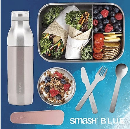Wholesale prices with free shipping all over United States Eco Bento Kit and Water Bottle, 7 Piece Blush - Steven Deals