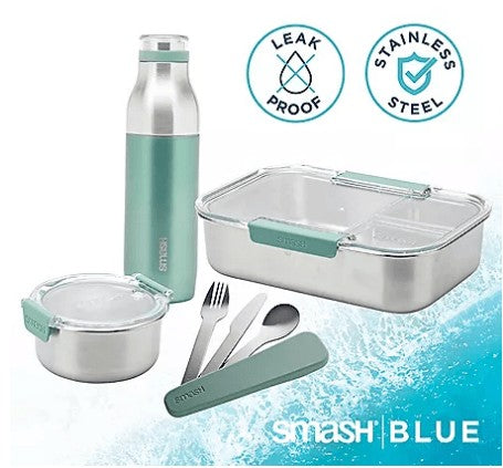 Wholesale prices with free shipping all over United States Eco Bento Kit and Water Bottle, 7 Piece Sage - Steven Deals