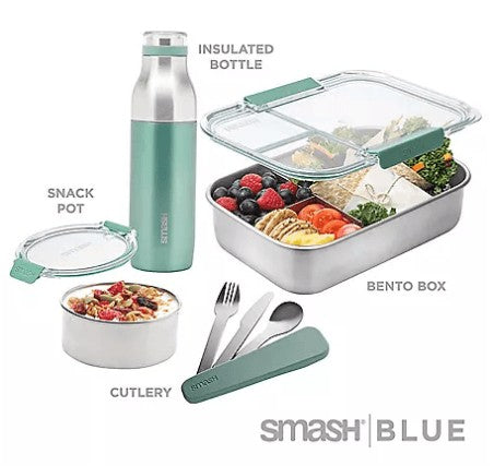 Wholesale prices with free shipping all over United States Eco Bento Kit and Water Bottle, 7 Piece Sage - Steven Deals