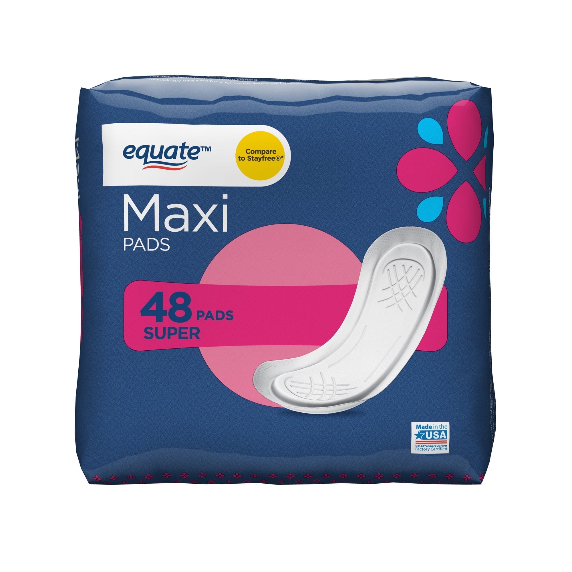 Wholesale prices with free shipping all over United States Equate Maxi Pads, Super (48 Count) - Steven Deals