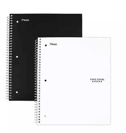 Wholesale prices with free shipping all over United States Five Star Wirebound Notebook, 5 Subject, College Ruled, 11