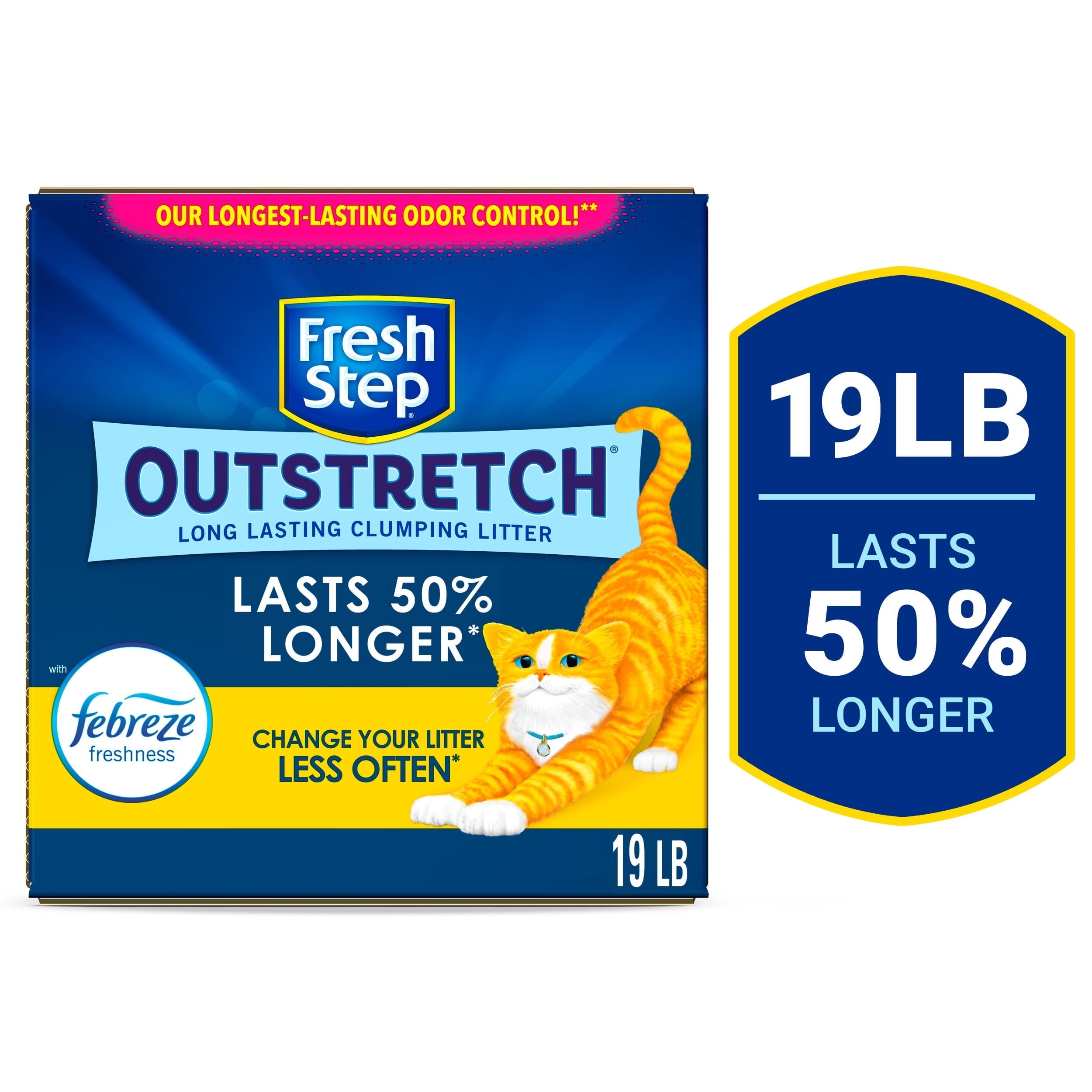 Wholesale prices with free shipping all over United States Fresh Step Outstretch Long Lasting Concentrated Clumping Cat Litter with Febreze Freshness, 19 lbs - Steven Deals