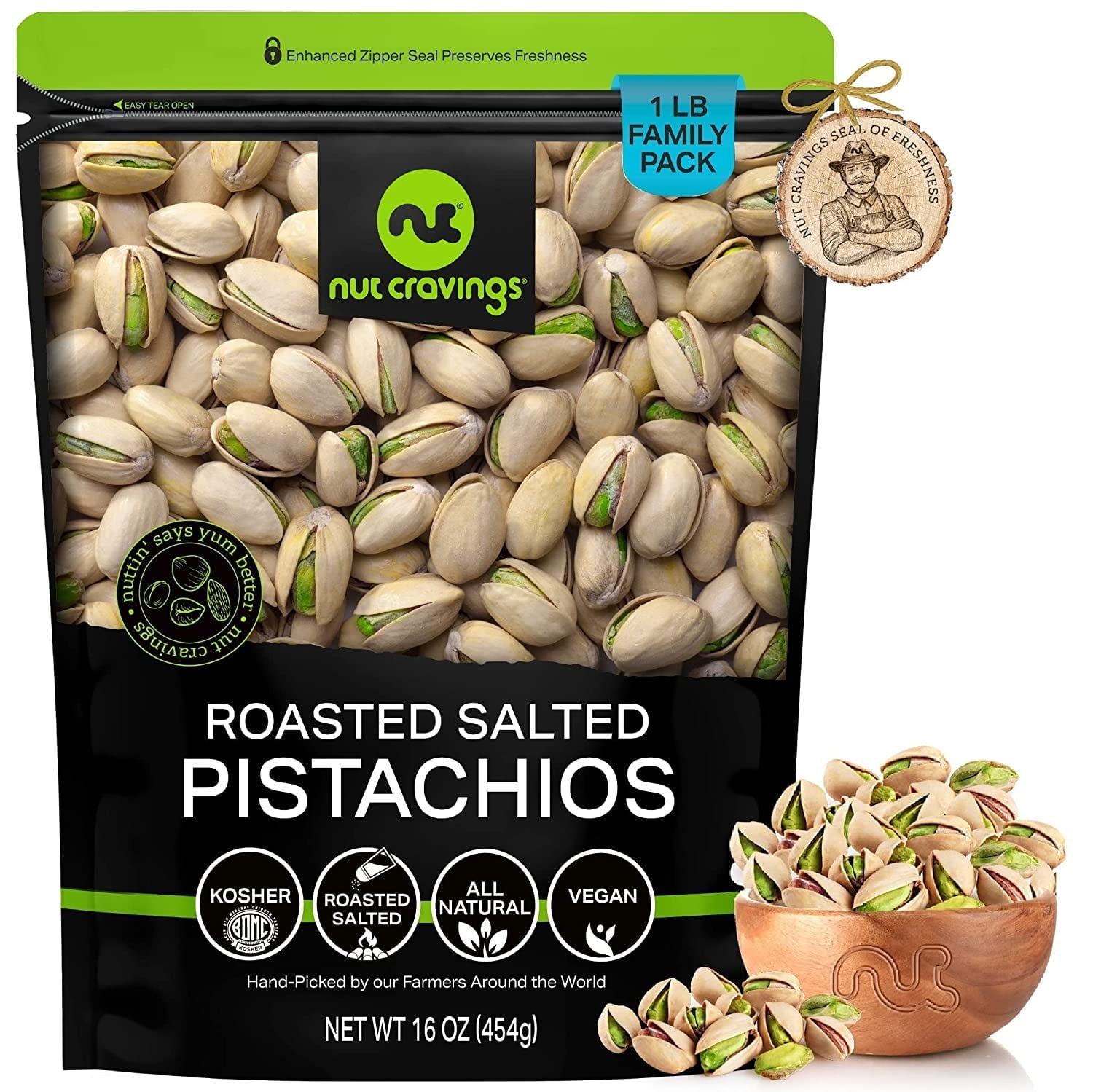 Wholesale prices with free shipping all over United States Freshly Roasted & Salted California Pistachios (16oz - 1 LB) Packed Fresh in Resealable Bag - Steven Deals