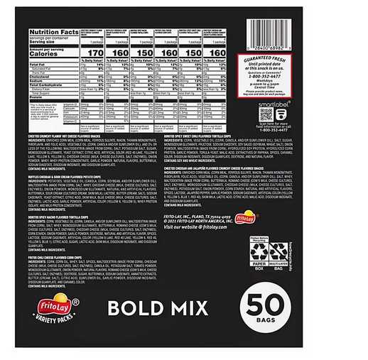 Wholesale prices with free shipping all over United States Frito-Lay Bold Mix Variety Pack (50 pk.) - Steven Deals