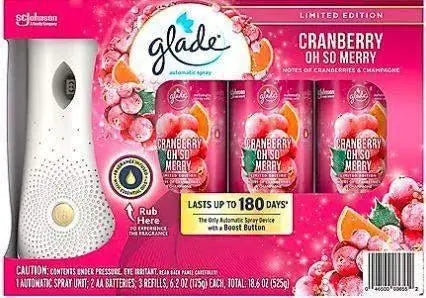Wholesale prices with free shipping all over United States Glade Auto Spray 1+3 Cranberry Oh So Merry - Steven Deals