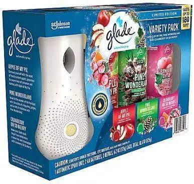Wholesale prices with free shipping all over United States Glade Auto Spray 1+3 Variety Pack - Holiday Scents - Steven Deals