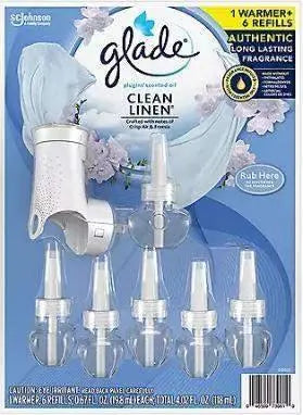 Wholesale prices with free shipping all over United States Glade PlugIns Scented Oil, Warmer + 6 Refills Clean Linen - Steven Deals