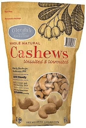 Wholesale prices with free shipping all over United States Glenda's Farmhouse Whole Natural Unsalted/Unroasted Cashews - Steven Deals