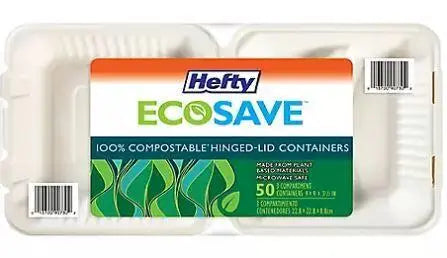 Wholesale prices with free shipping all over United States Hefty ECOSAVE 3-Compartment Hinged Lid Container (9