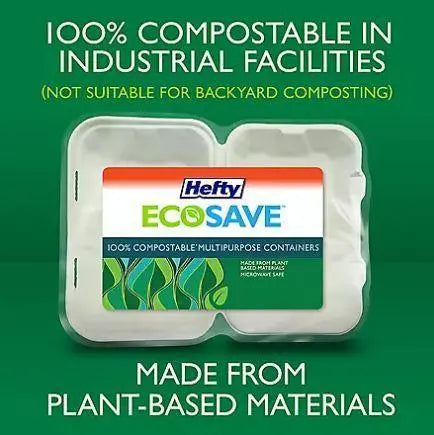Wholesale prices with free shipping all over United States Hefty ECOSAVE Hoagie Hinged Lid Container (9