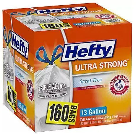 Wholesale prices with free shipping all over United States Hefty Ultra Strong 13-Gallon Kitchen Drawstring Trash Bags (160 ct.) - Steven Deals