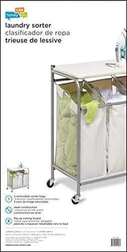 Wholesale prices with free shipping all over United States Honey-Can-Do Rolling Laundry Sorter with Ironing Board - Steven Deals