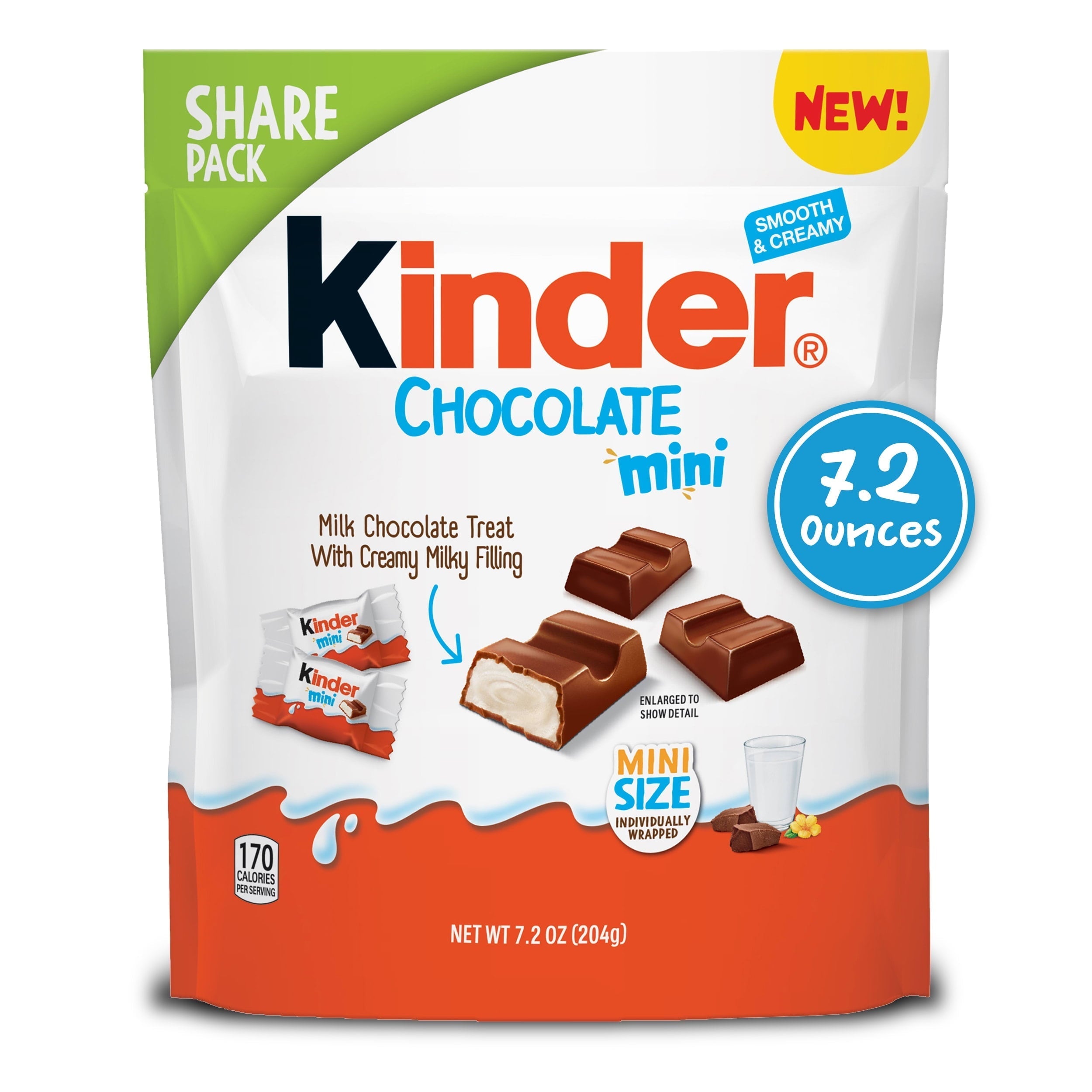Wholesale prices with free shipping all over United States Kinder Chocolate Mini, Milk Chocolate Bar With Creamy Milky Filling, 7.2 Oz Share Pack - Steven Deals