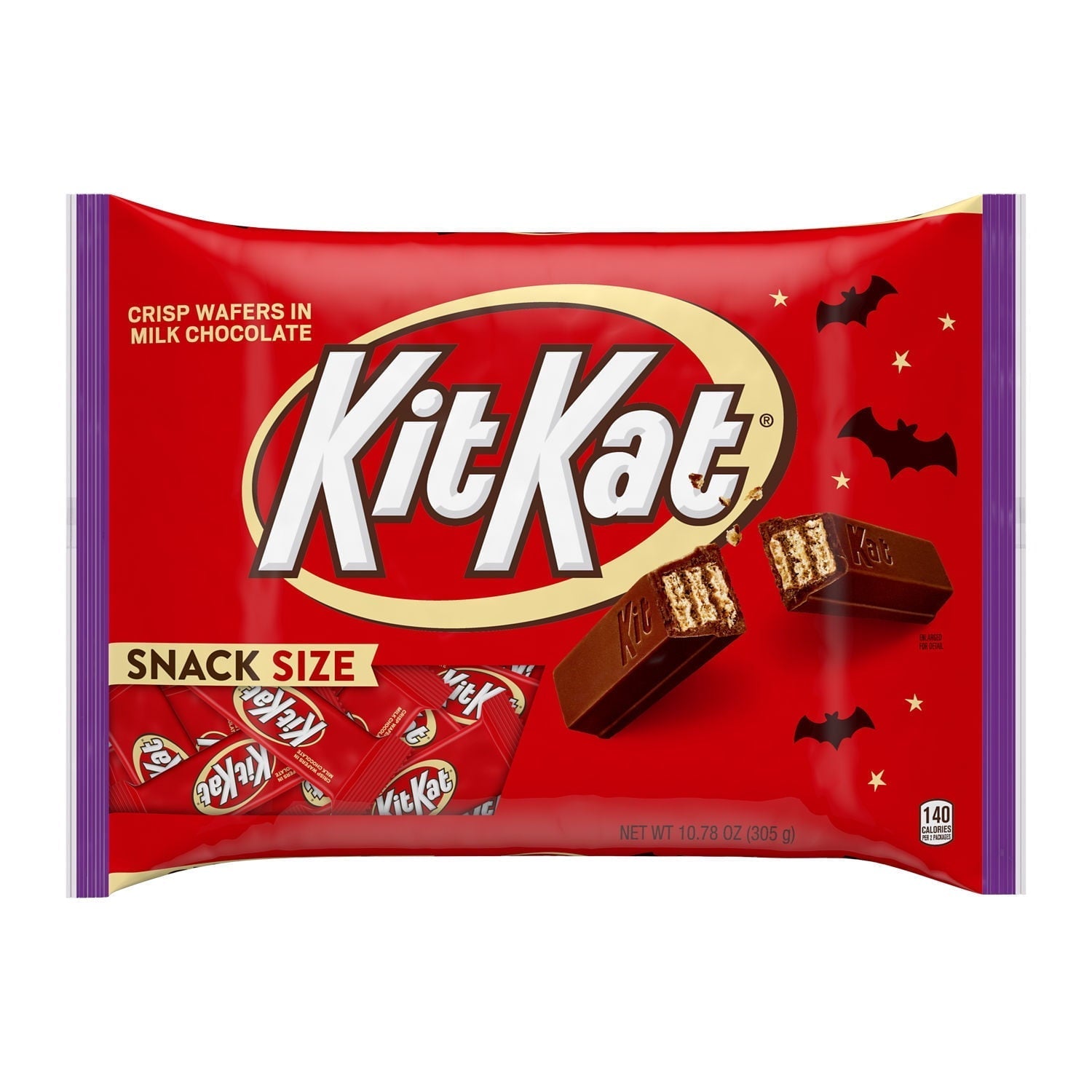 Wholesale prices with free shipping all over United States Kit Kat® Milk Chocolate Snack Size, Halloween Wafer Candy Bars Bag, 10.78 oz - Steven Deals