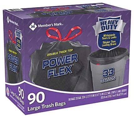Wholesale prices with free shipping all over United States Member's Mark 33-Gallon Power-Guard Drawstring Trash Bags (90 ct.) - Steven Deals