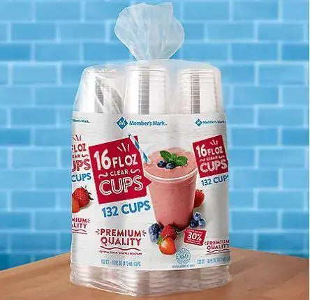 Wholesale prices with free shipping all over United States Member's Mark Clear Plastic Cups (16 oz.,132 ct.) - Steven Deals